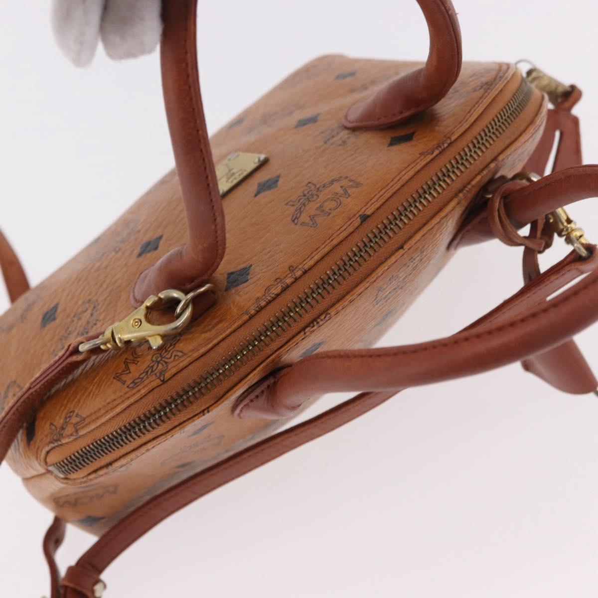 MCM Vicetos Logogram Hand Bag PVC Leather 2way Brown Gold Auth bs35639