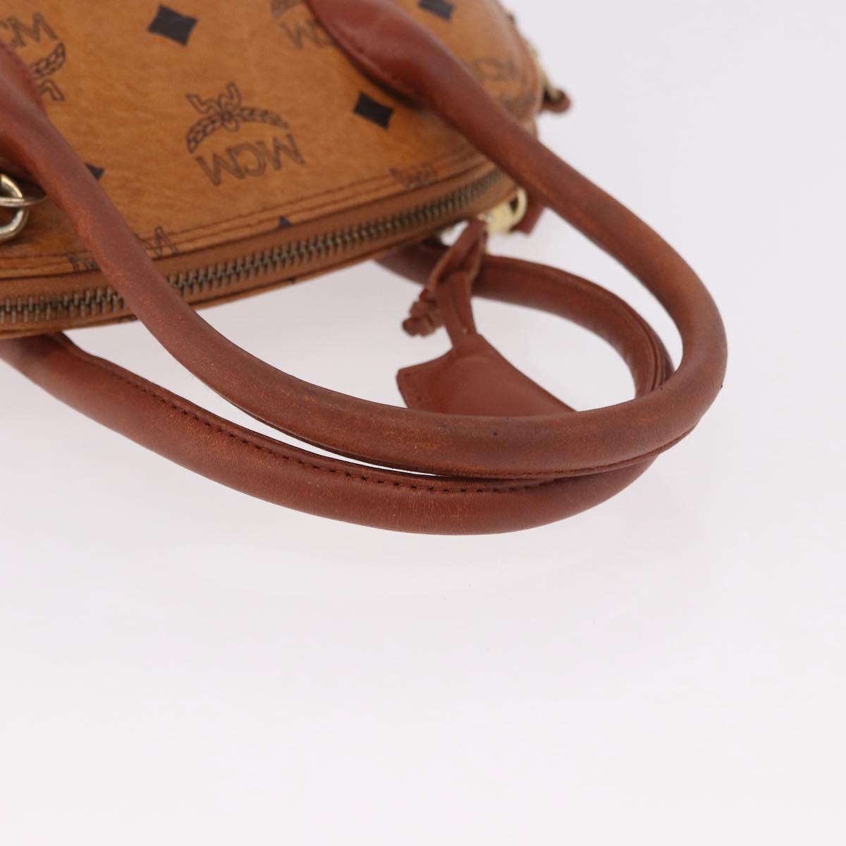 MCM Vicetos Logogram Hand Bag PVC Leather 2way Brown Gold Auth bs35639