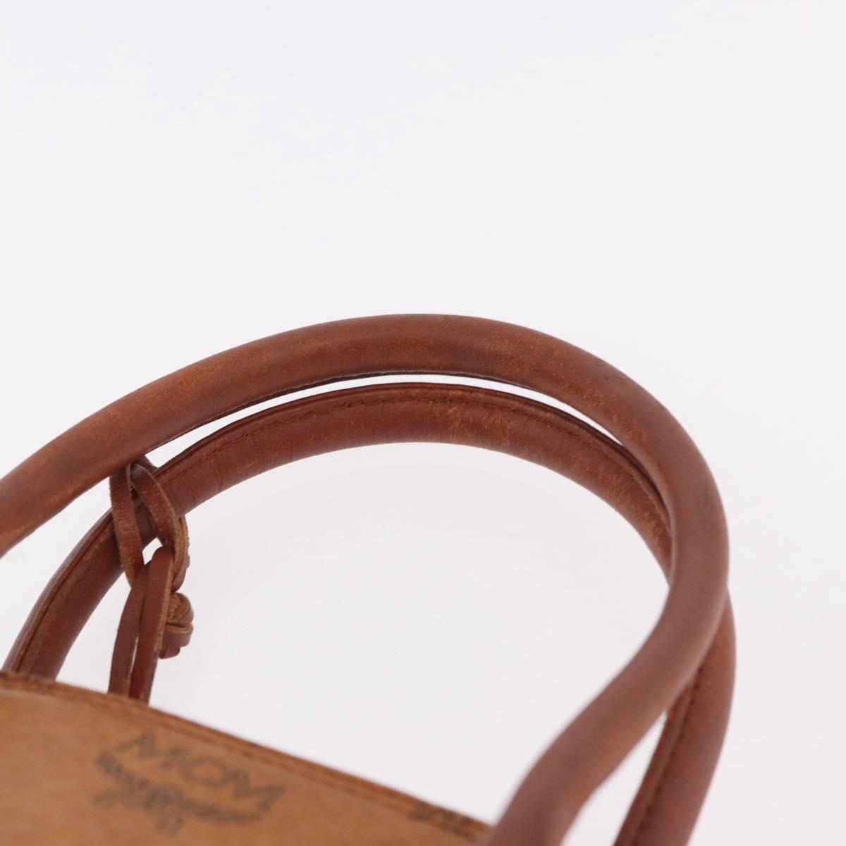MCM Vicetos Logogram Hand Bag PVC Leather 2way Brown Gold Auth bs35639