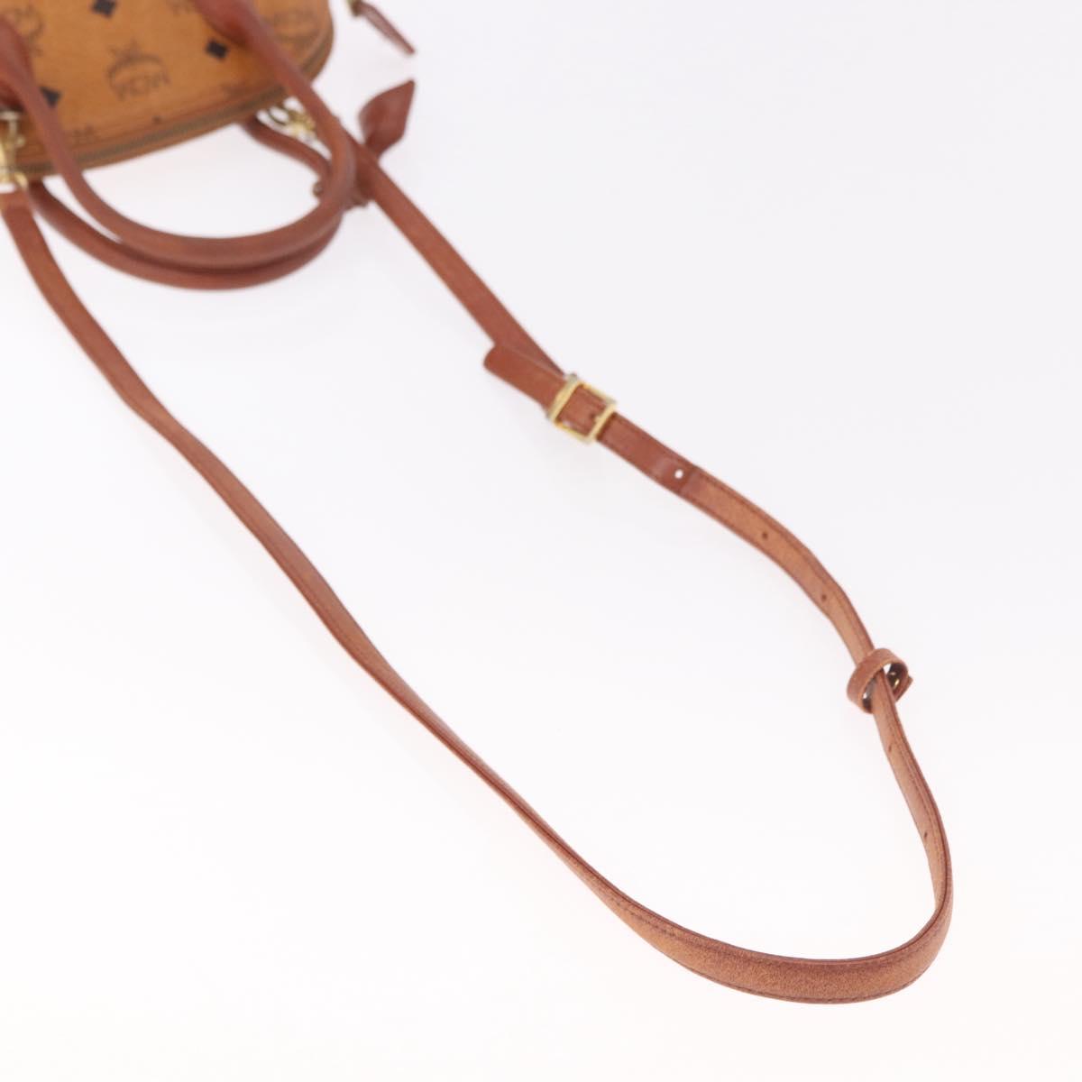 MCM Vicetos Logogram Hand Bag PVC Leather 2way Brown Gold Auth bs35639