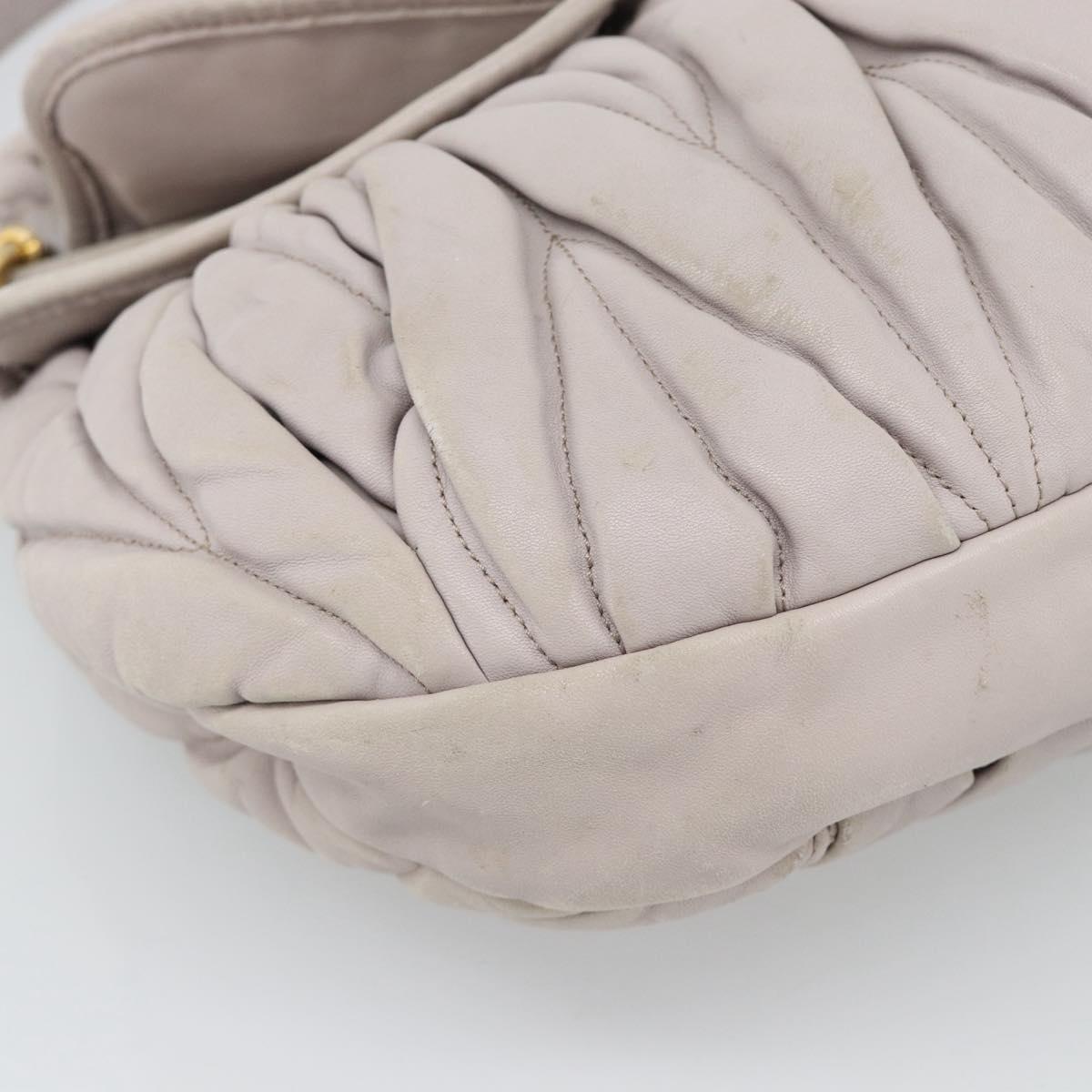 Miu Miu Matelasse Shoulder Bag Leather 2way Pink Gold Auth bs35641