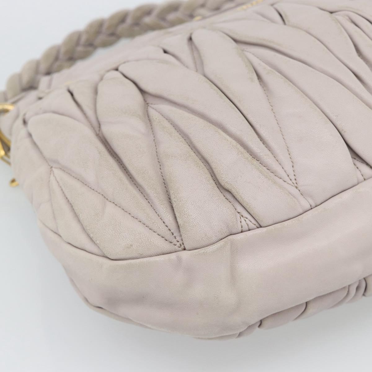 Miu Miu Matelasse Shoulder Bag Leather 2way Pink Gold Auth bs35641