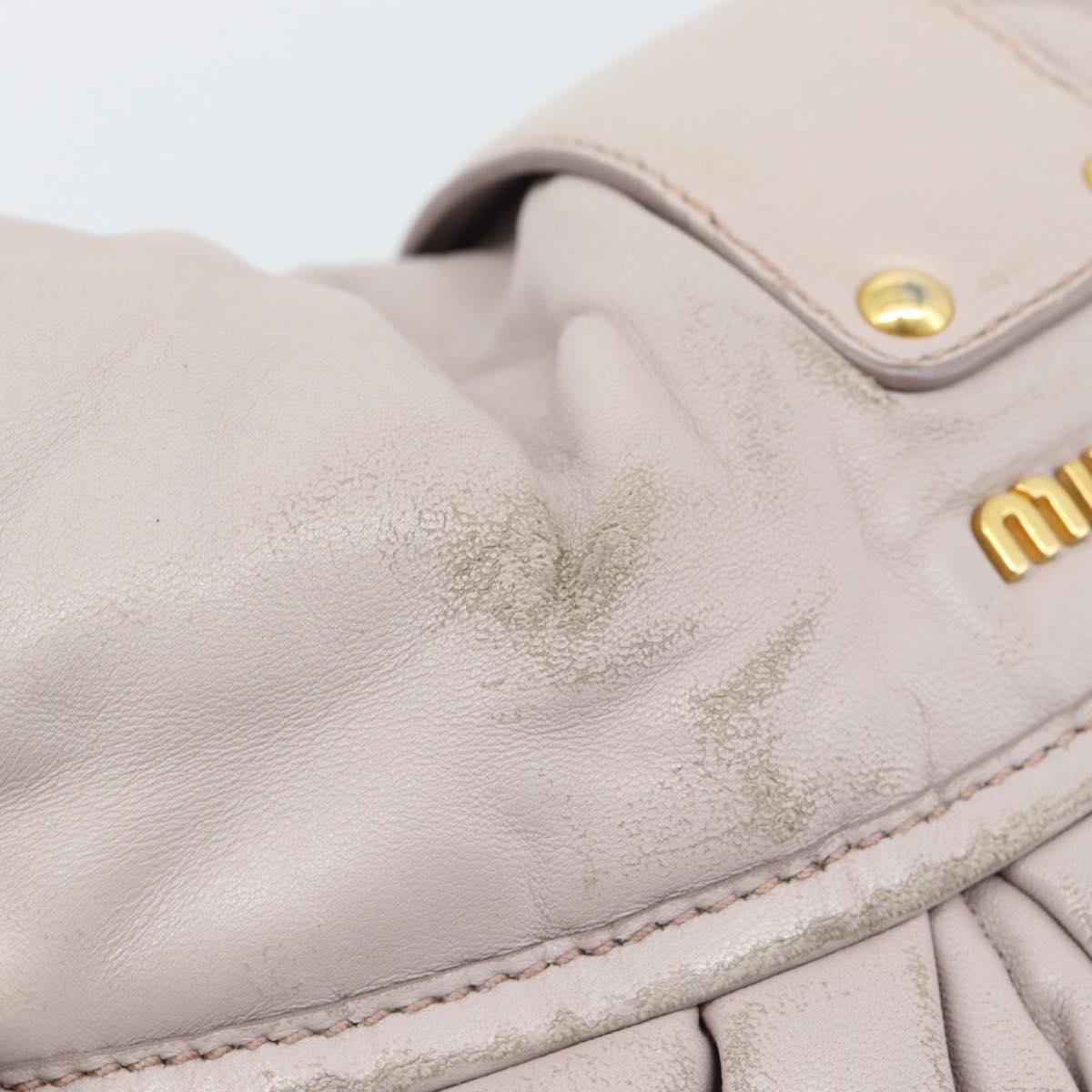 Miu Miu Matelasse Shoulder Bag Leather 2way Pink Gold Auth bs35641