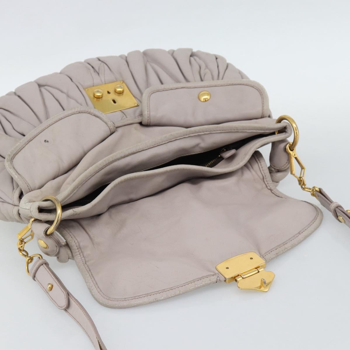 Miu Miu Matelasse Shoulder Bag Leather 2way Pink Gold Auth bs35641