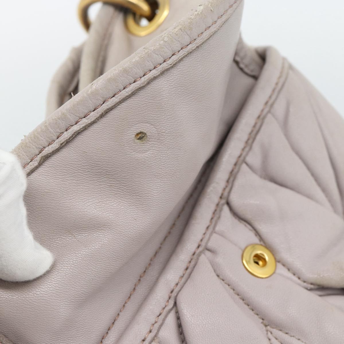 Miu Miu Matelasse Shoulder Bag Leather 2way Pink Gold Auth bs35641