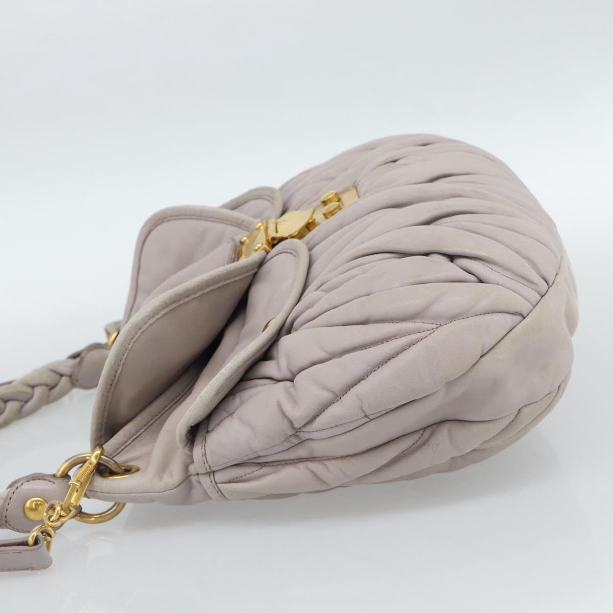 Miu Miu Matelasse Shoulder Bag Leather 2way Pink Gold Auth bs35641