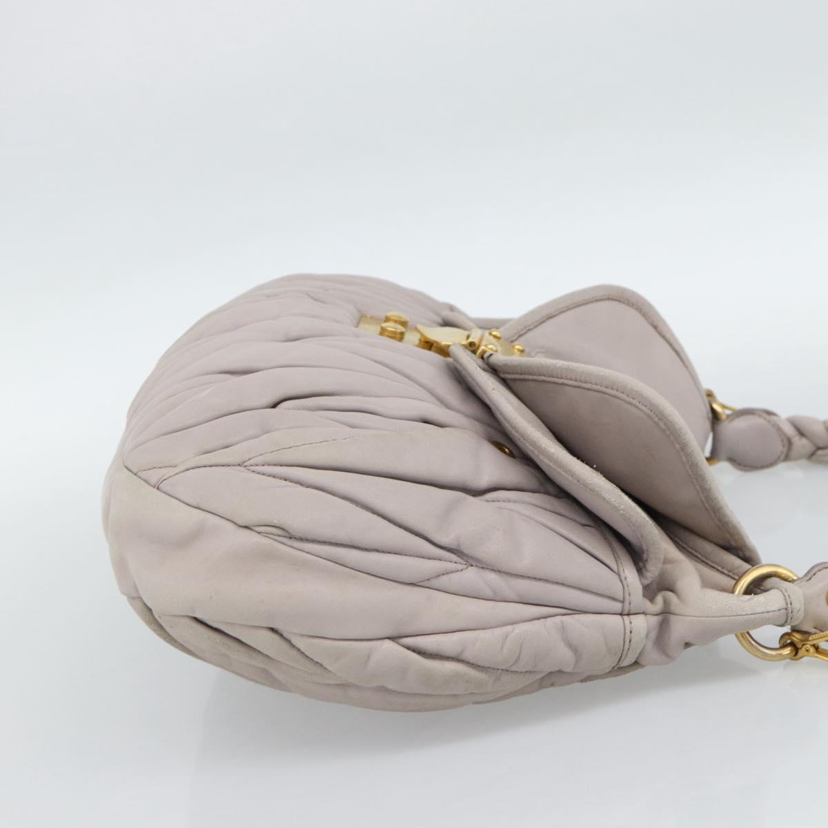 Miu Miu Matelasse Shoulder Bag Leather 2way Pink Gold Auth bs35641