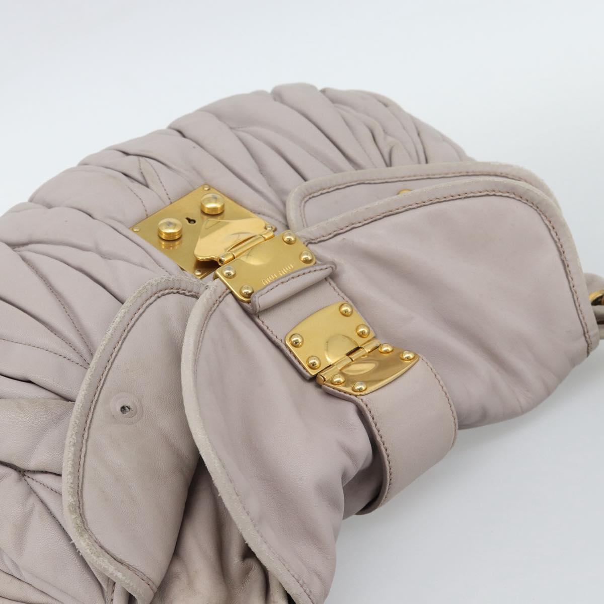 Miu Miu Matelasse Shoulder Bag Leather 2way Pink Gold Auth bs35641