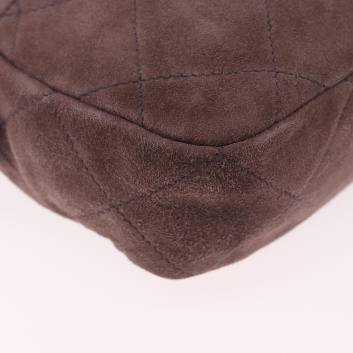 PRADA Chain Shoulder Bag Suede Purple Gold Auth bs35642A