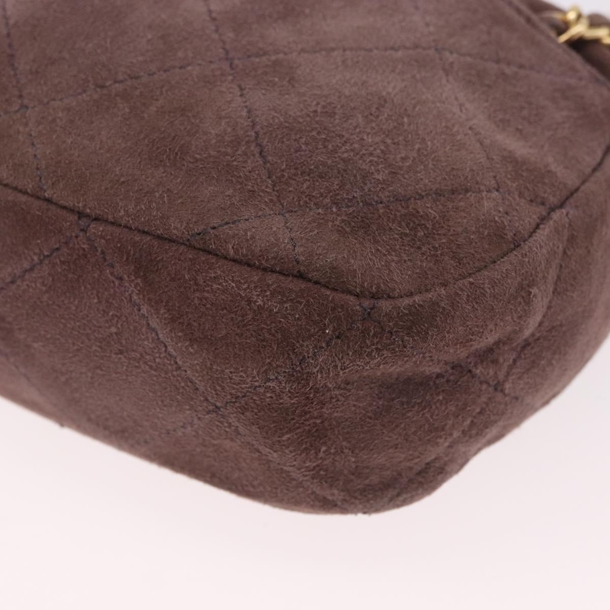 PRADA Chain Shoulder Bag Suede Purple Gold Auth bs35642A