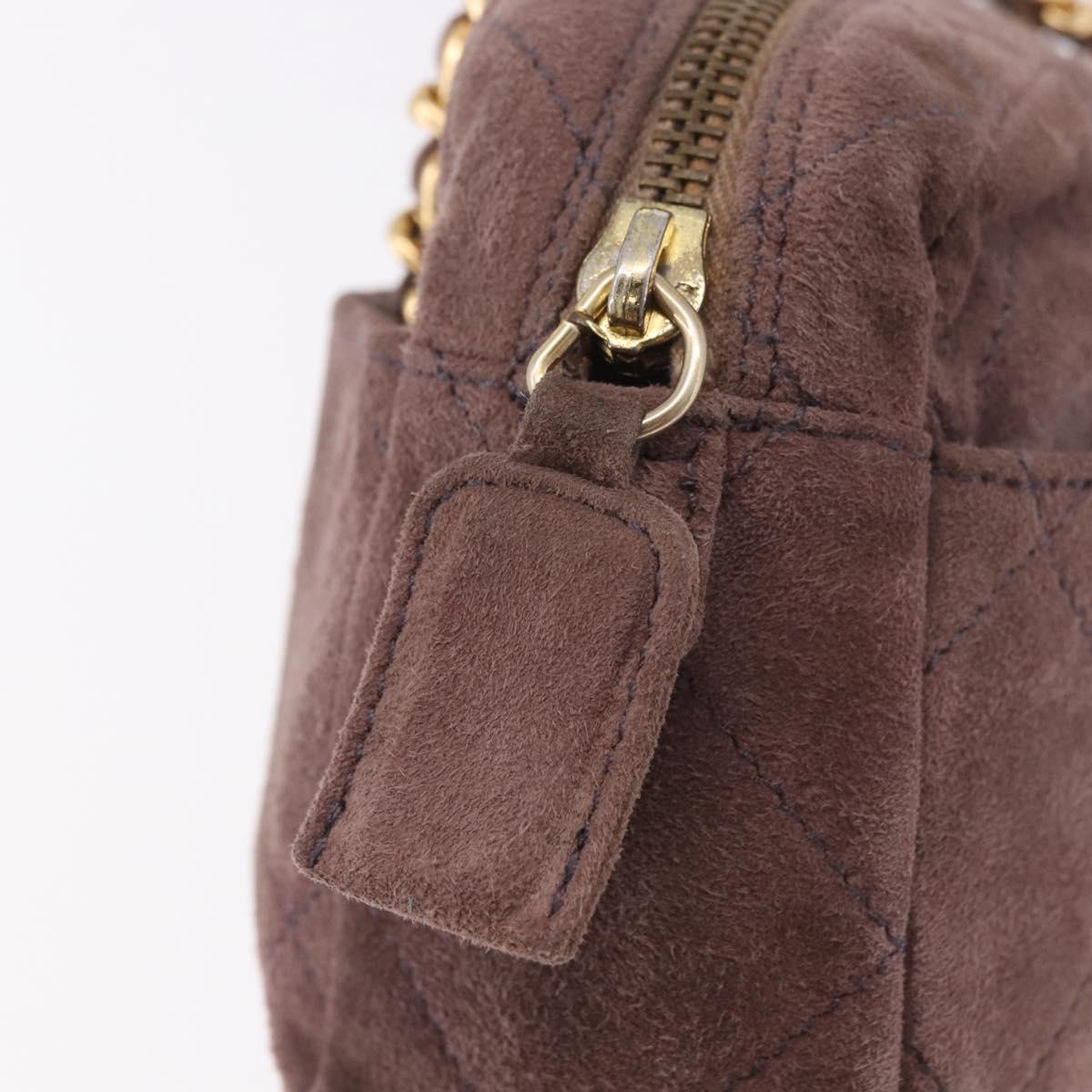 PRADA Chain Shoulder Bag Suede Purple Gold Auth bs35642A