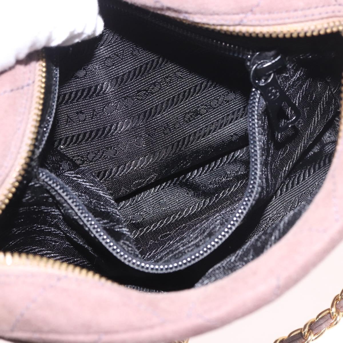 PRADA Chain Shoulder Bag Suede Purple Gold Auth bs35642A