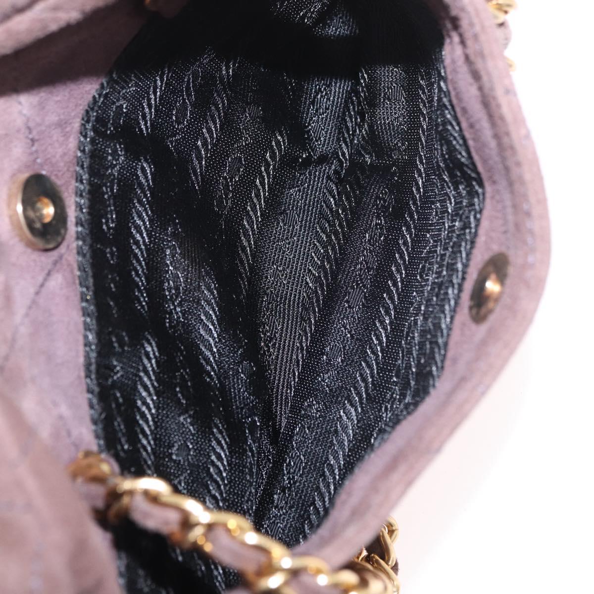PRADA Chain Shoulder Bag Suede Purple Gold Auth bs35642A