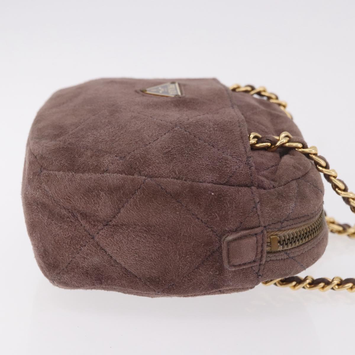 PRADA Chain Shoulder Bag Suede Purple Gold Auth bs35642A