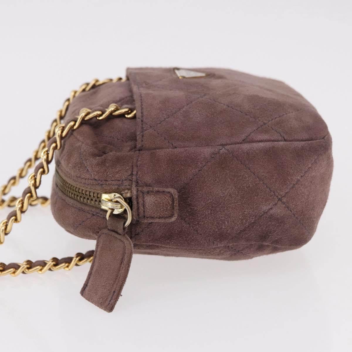 PRADA Chain Shoulder Bag Suede Purple Gold Auth bs35642A