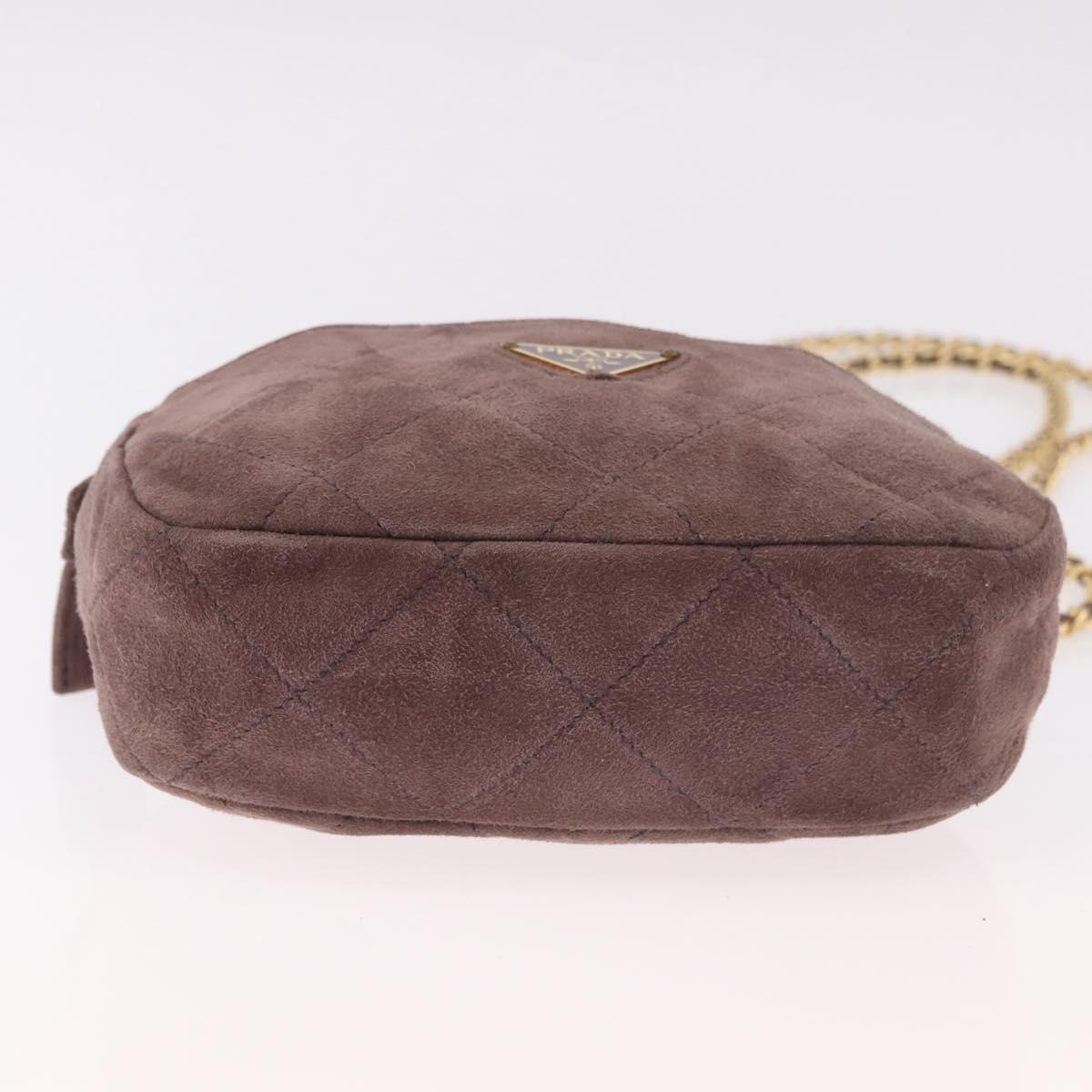 PRADA Chain Shoulder Bag Suede Purple Gold Auth bs35642A