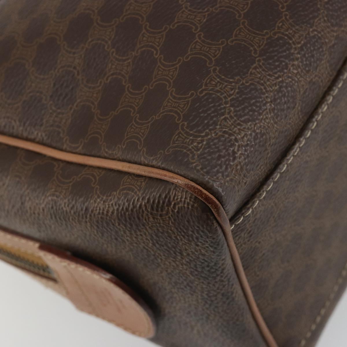 CELINE Macadam Canvas Hand Bag PVC Leather Brown Gold Auth bs35649