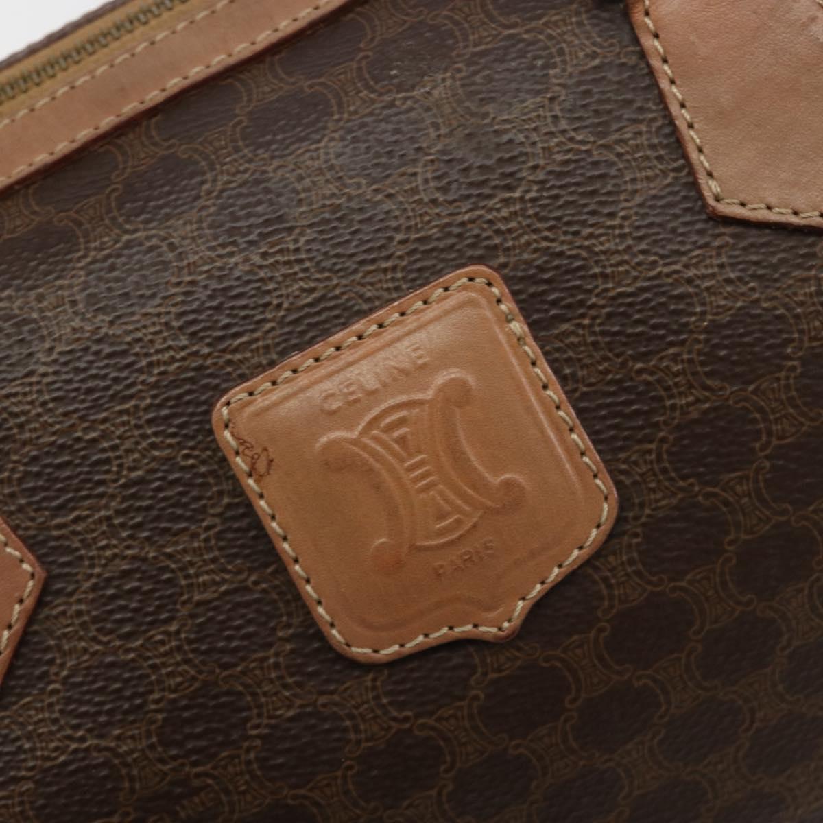 CELINE Macadam Canvas Hand Bag PVC Leather Brown Gold Auth bs35649