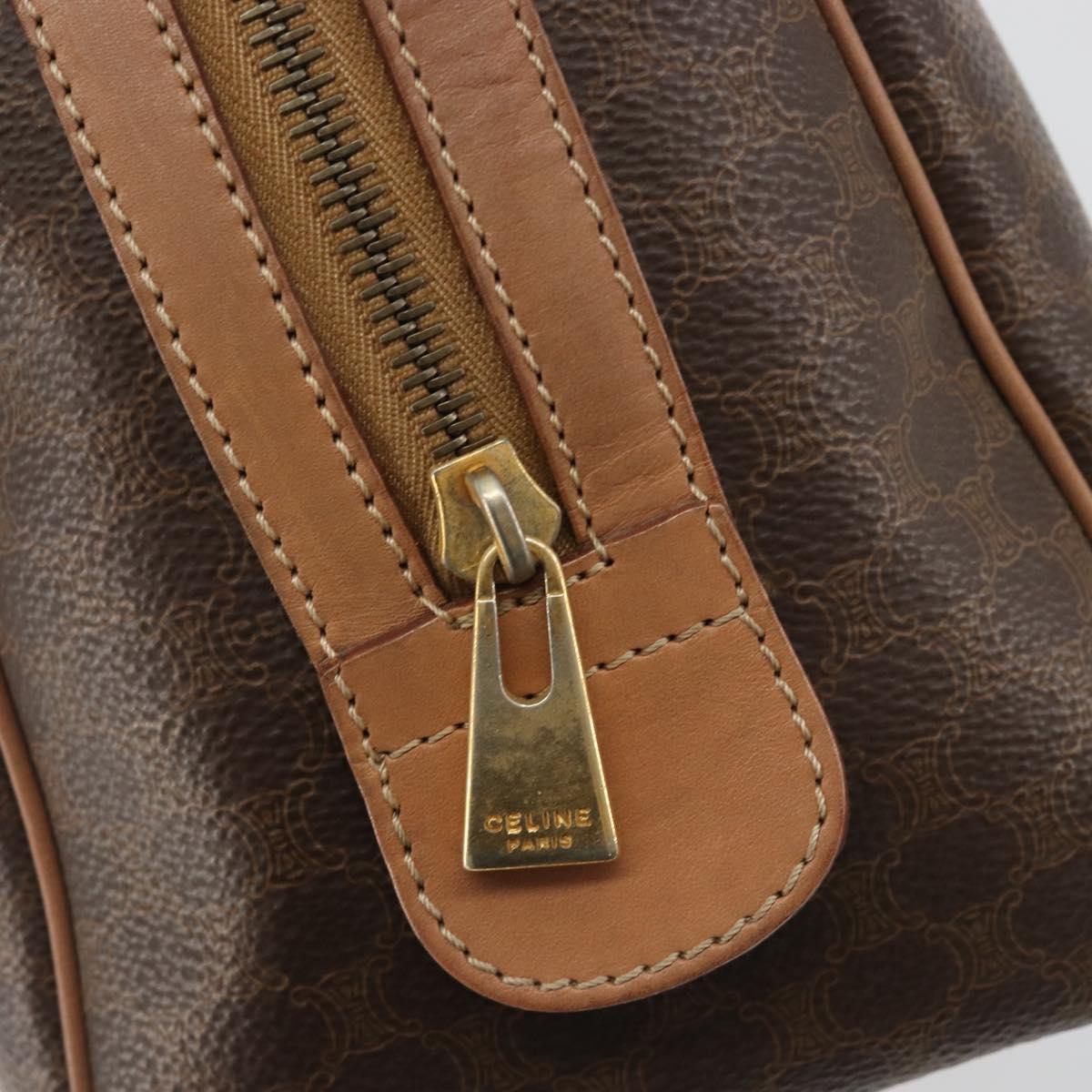 CELINE Macadam Canvas Hand Bag PVC Leather Brown Gold Auth bs35649