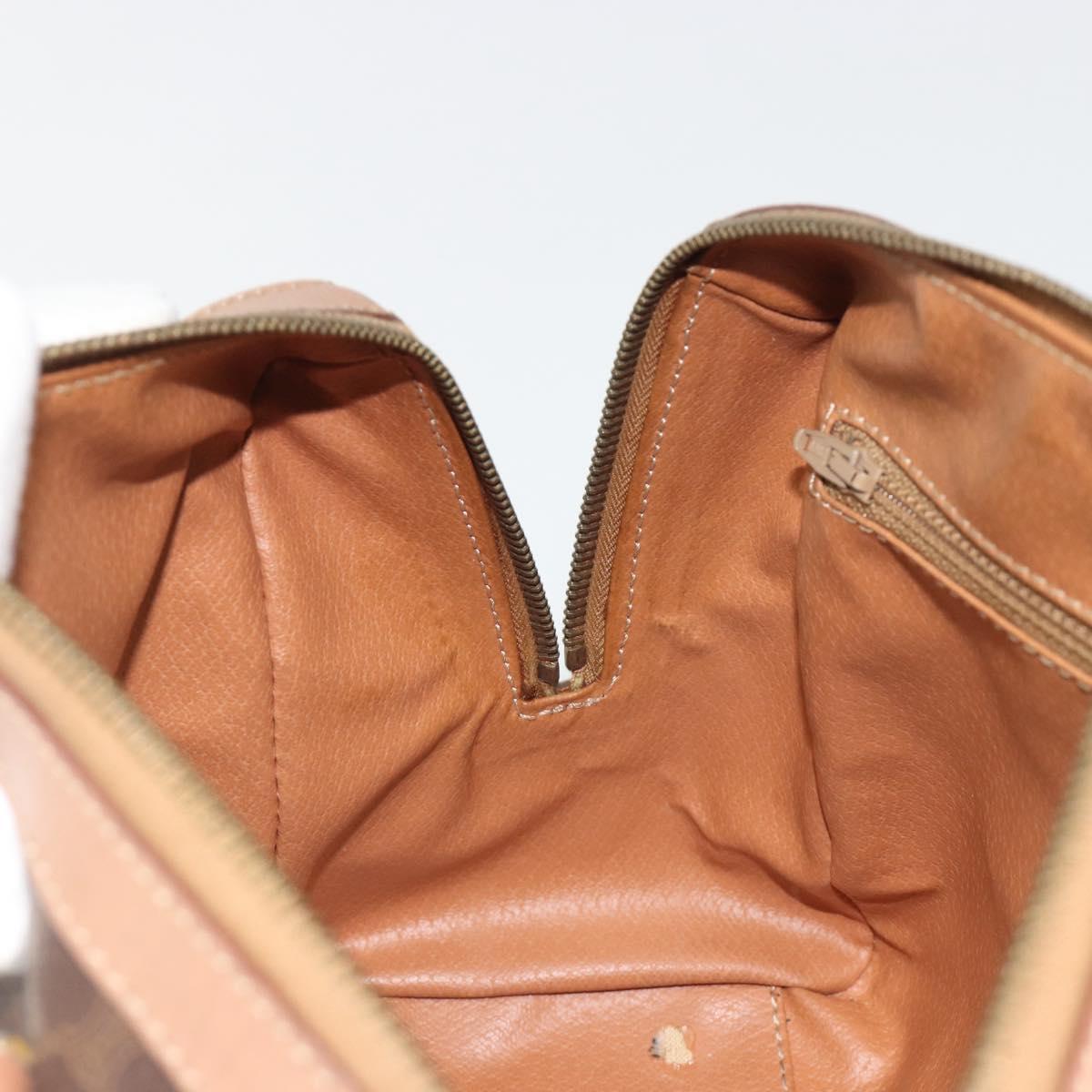 CELINE Macadam Canvas Hand Bag PVC Leather Brown Gold Auth bs35649