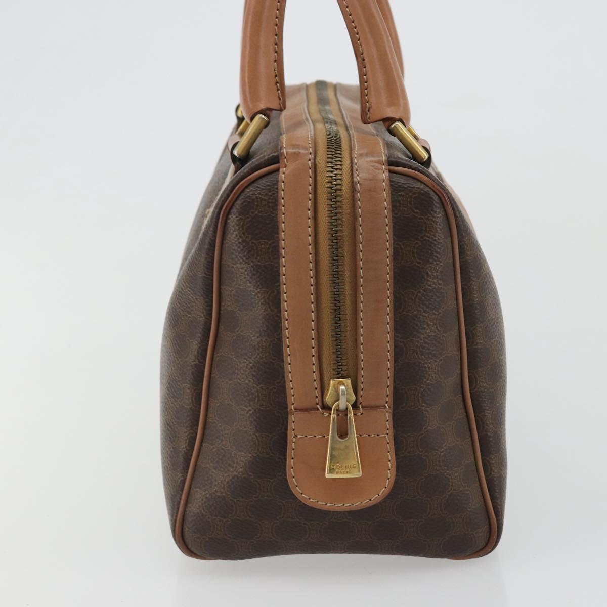 CELINE Macadam Canvas Hand Bag PVC Leather Brown Gold Auth bs35649