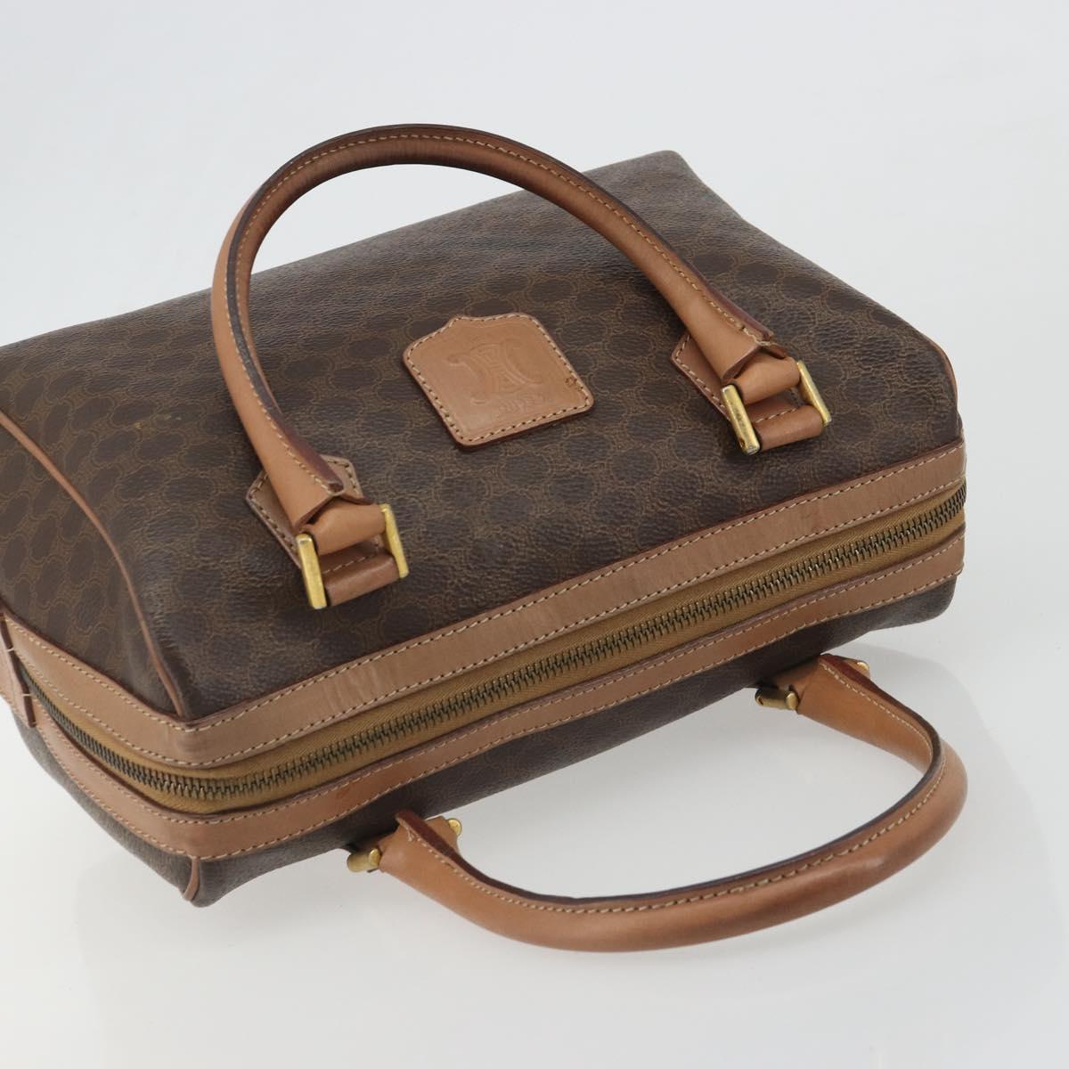 CELINE Macadam Canvas Hand Bag PVC Leather Brown Gold Auth bs35649