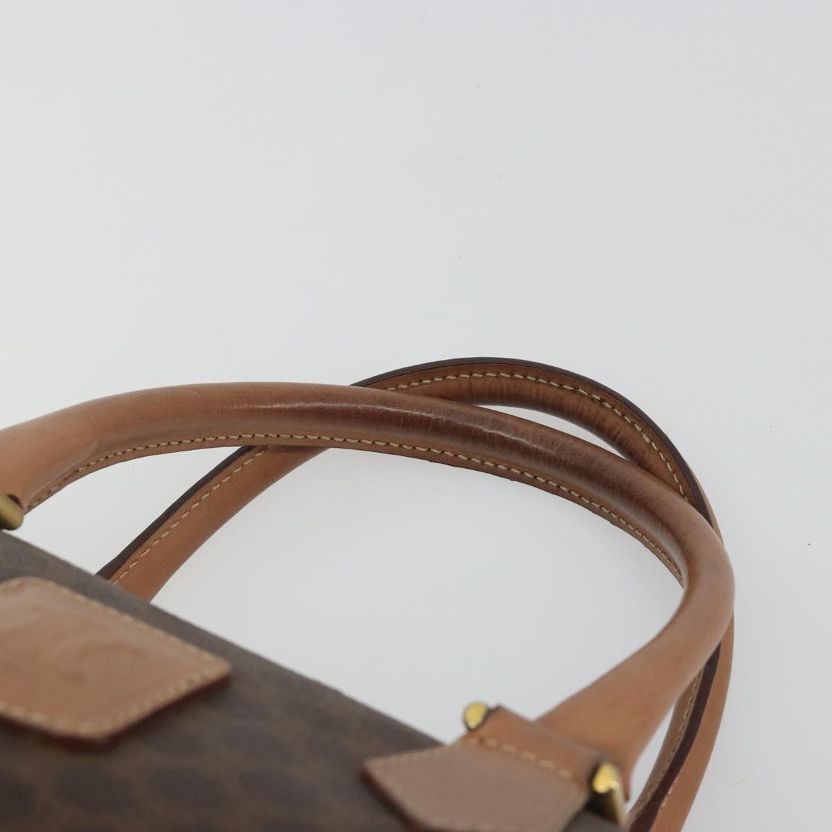 CELINE Macadam Canvas Hand Bag PVC Leather Brown Gold Auth bs35649