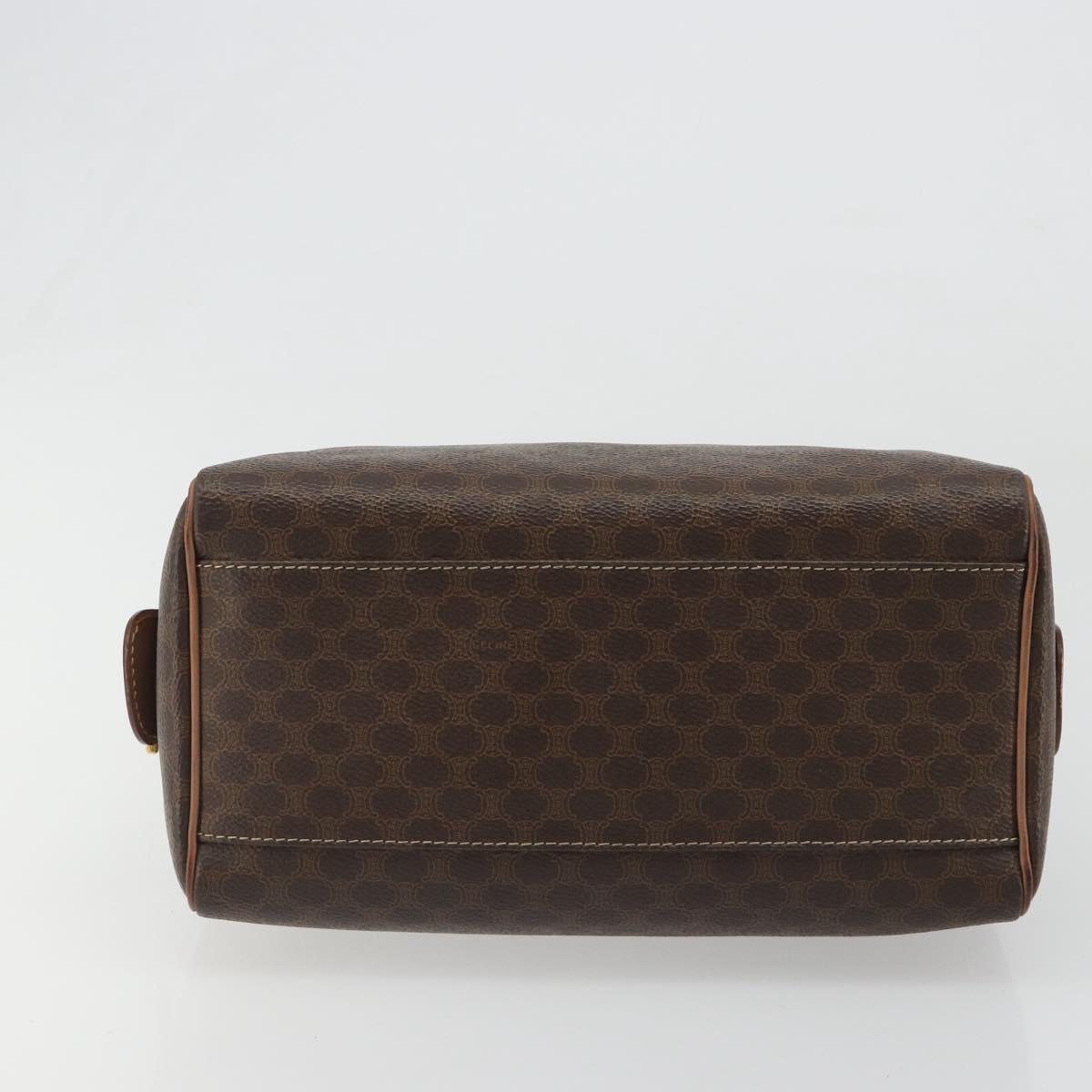 CELINE Macadam Canvas Hand Bag PVC Leather Brown Gold Auth bs35649