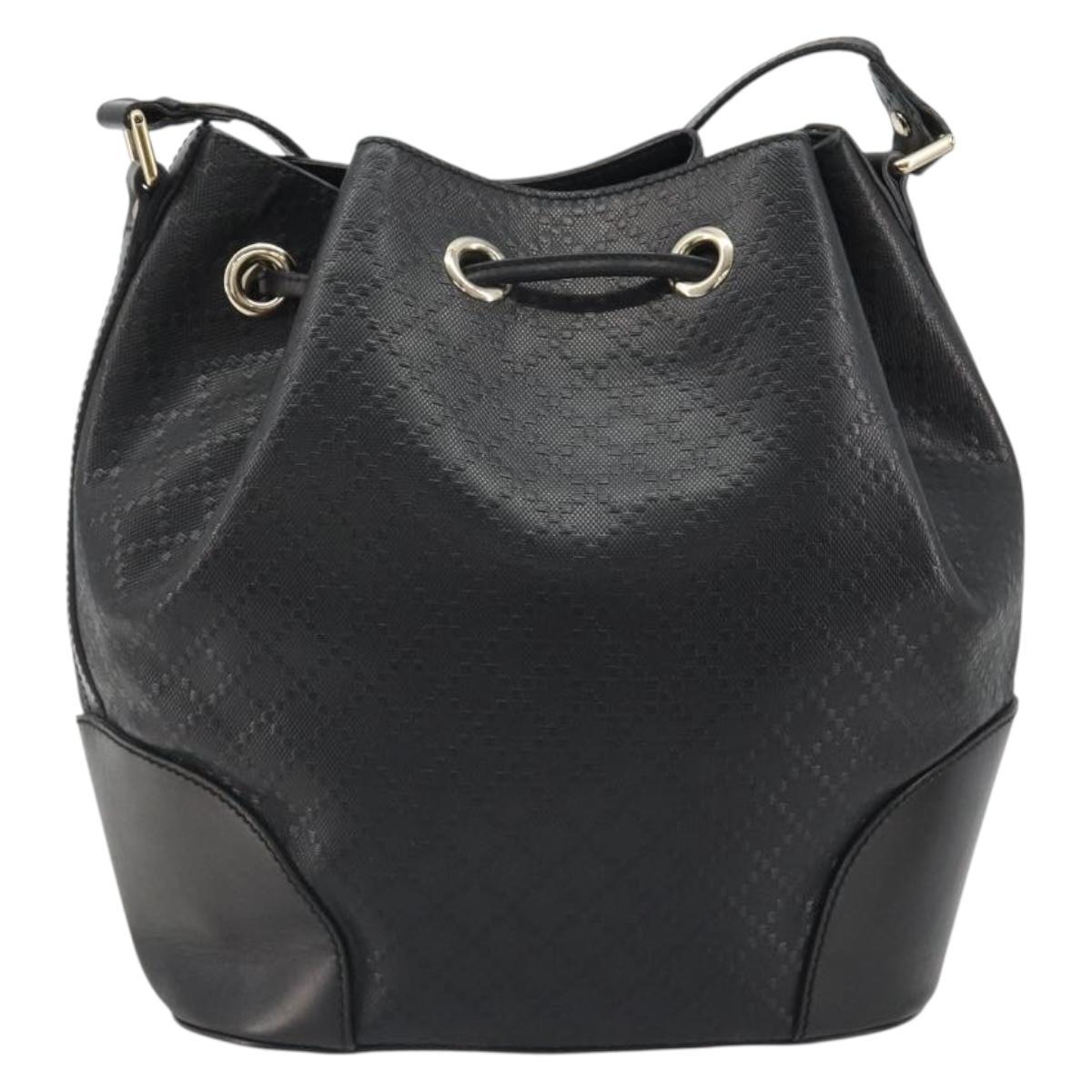 GUCCI Purse Shoulder Bag Leather PVC Black Gold 354228 Auth bs35651