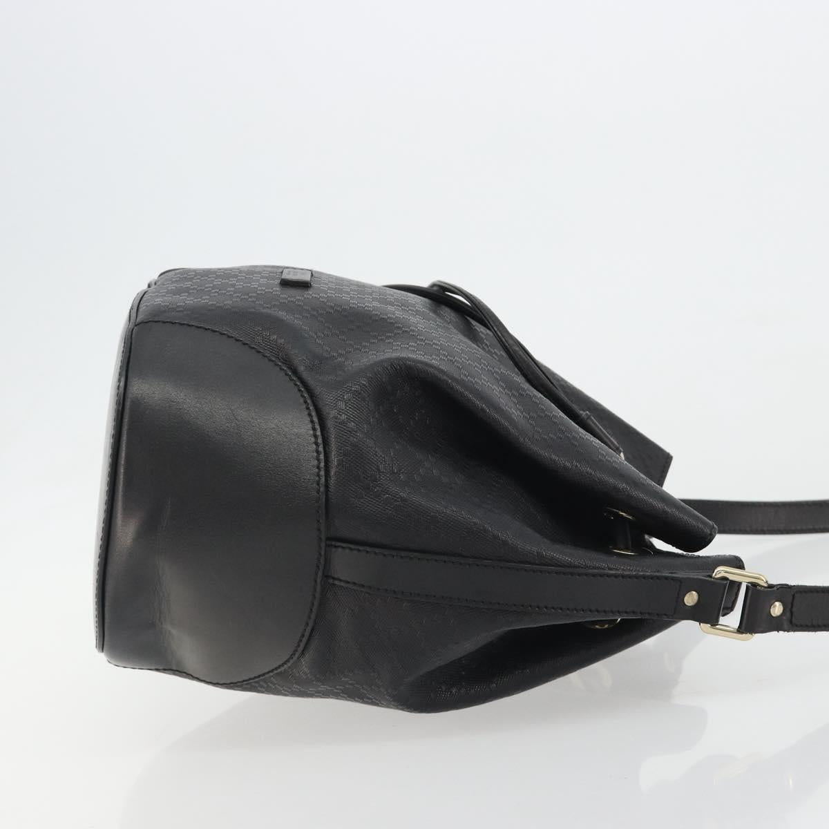 GUCCI Purse Shoulder Bag Leather PVC Black Gold 354228 Auth bs35651