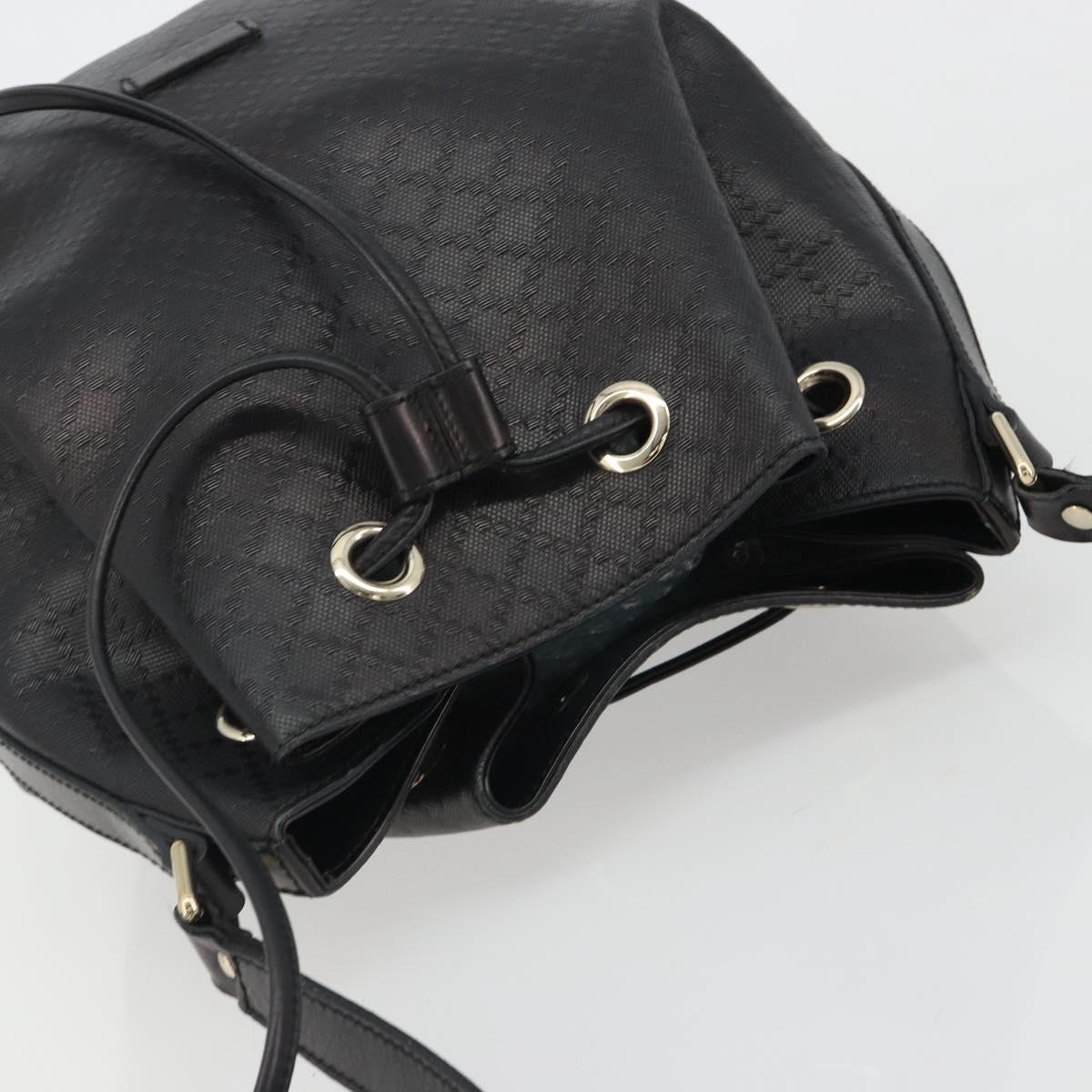 GUCCI Purse Shoulder Bag Leather PVC Black Gold 354228 Auth bs35651