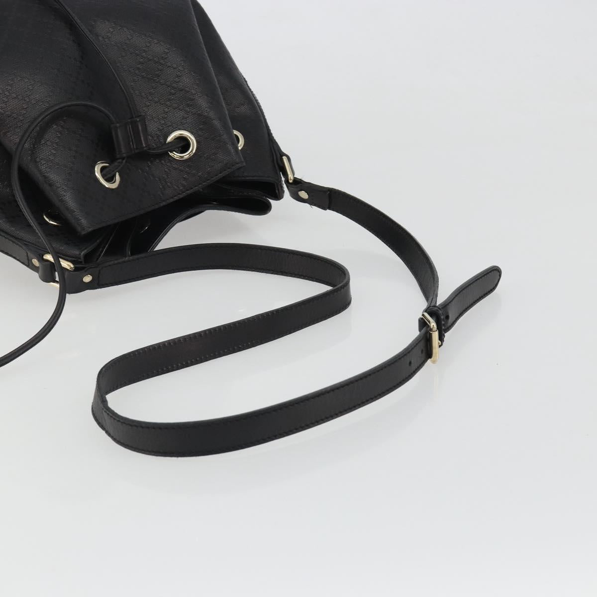 GUCCI Purse Shoulder Bag Leather PVC Black Gold 354228 Auth bs35651