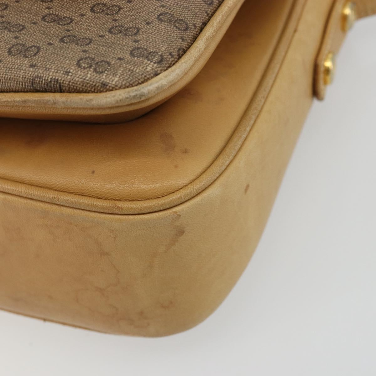 GUCCI Micro GG Supreme Shoulder Bag PVC Beige Gold Auth bs35653