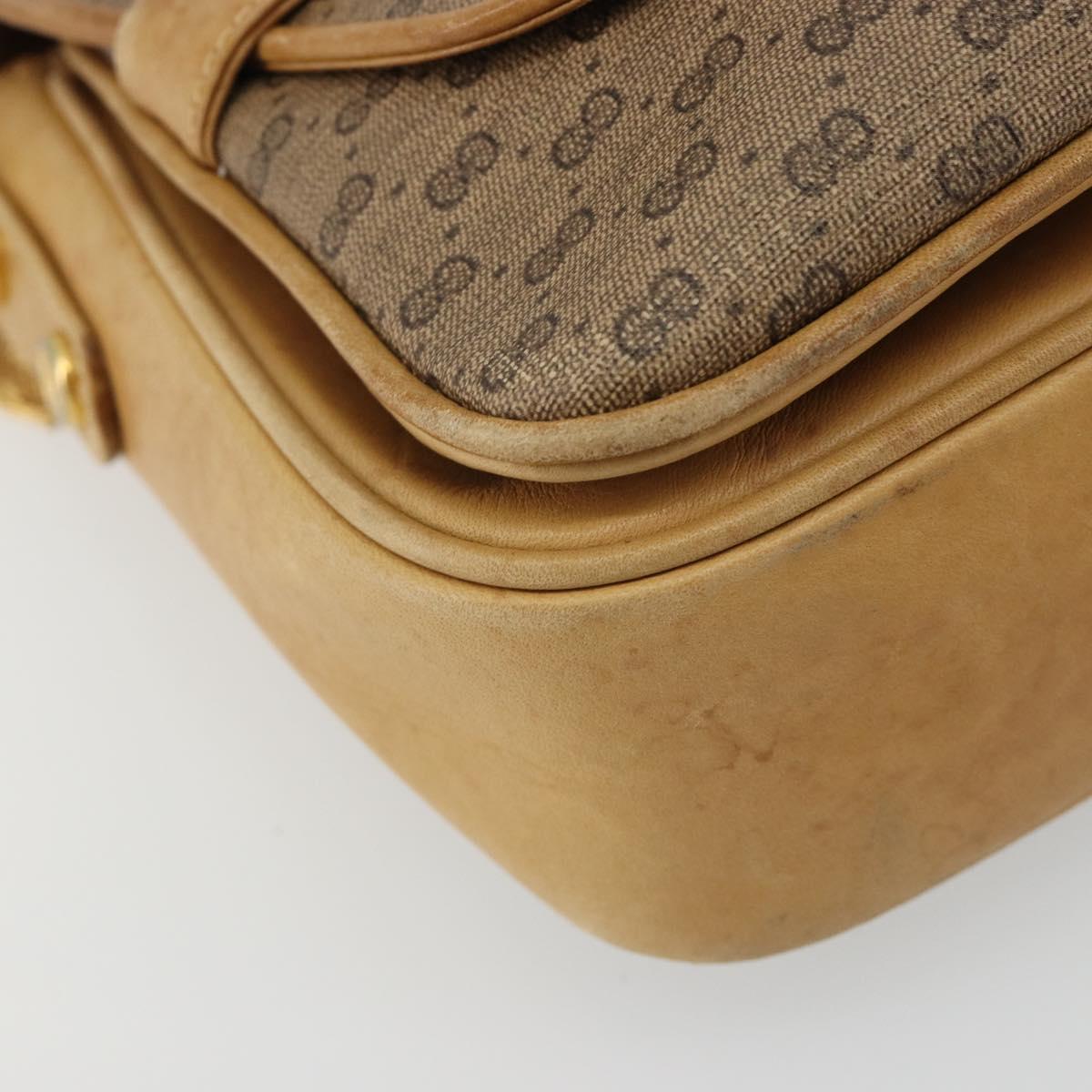 GUCCI Micro GG Supreme Shoulder Bag PVC Beige Gold Auth bs35653