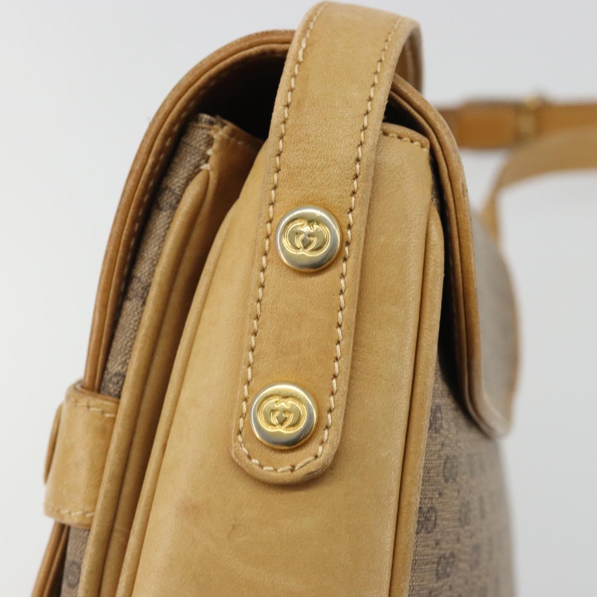 GUCCI Micro GG Supreme Shoulder Bag PVC Beige Gold Auth bs35653