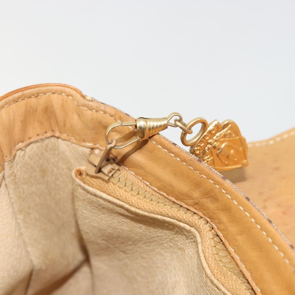 GUCCI Micro GG Supreme Shoulder Bag PVC Beige Gold Auth bs35653