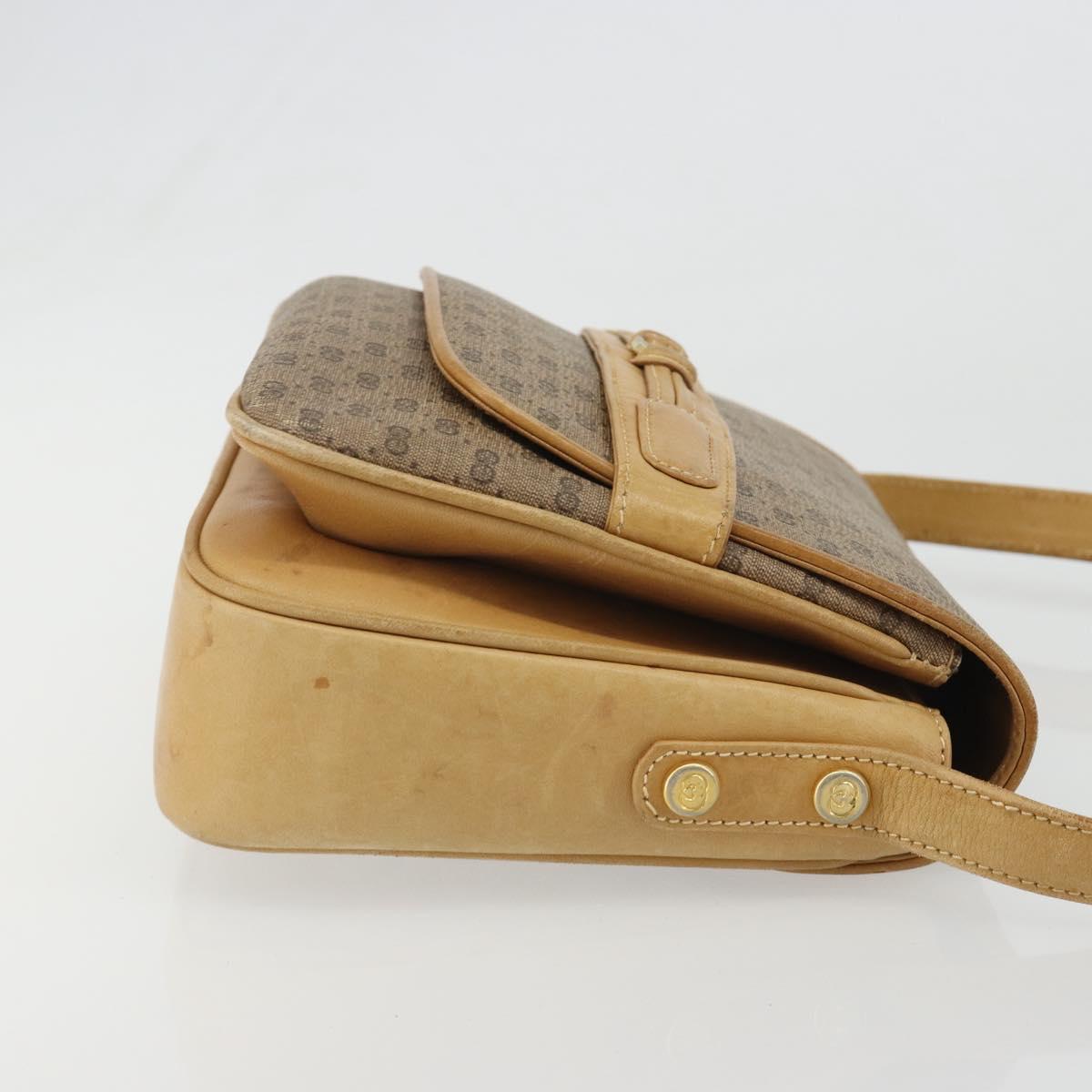 GUCCI Micro GG Supreme Shoulder Bag PVC Beige Gold Auth bs35653