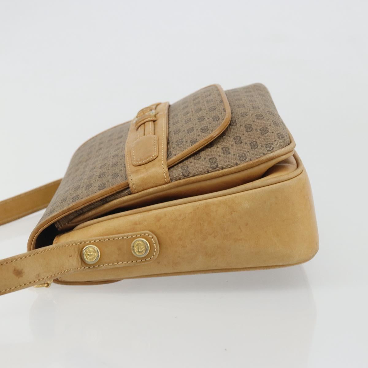 GUCCI Micro GG Supreme Shoulder Bag PVC Beige Gold Auth bs35653