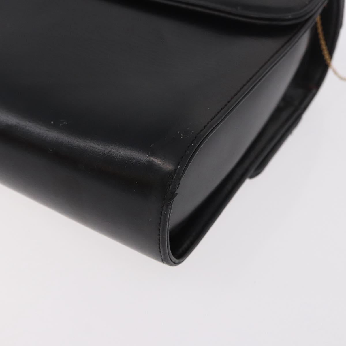 Christian Dior Hand Bag Leather Black Gold Auth bs35657