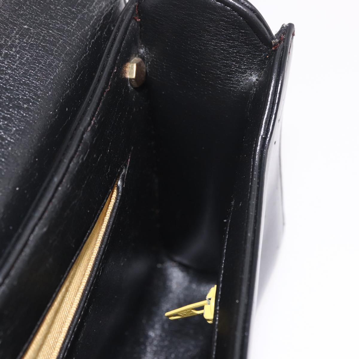 Christian Dior Hand Bag Leather Black Gold Auth bs35657