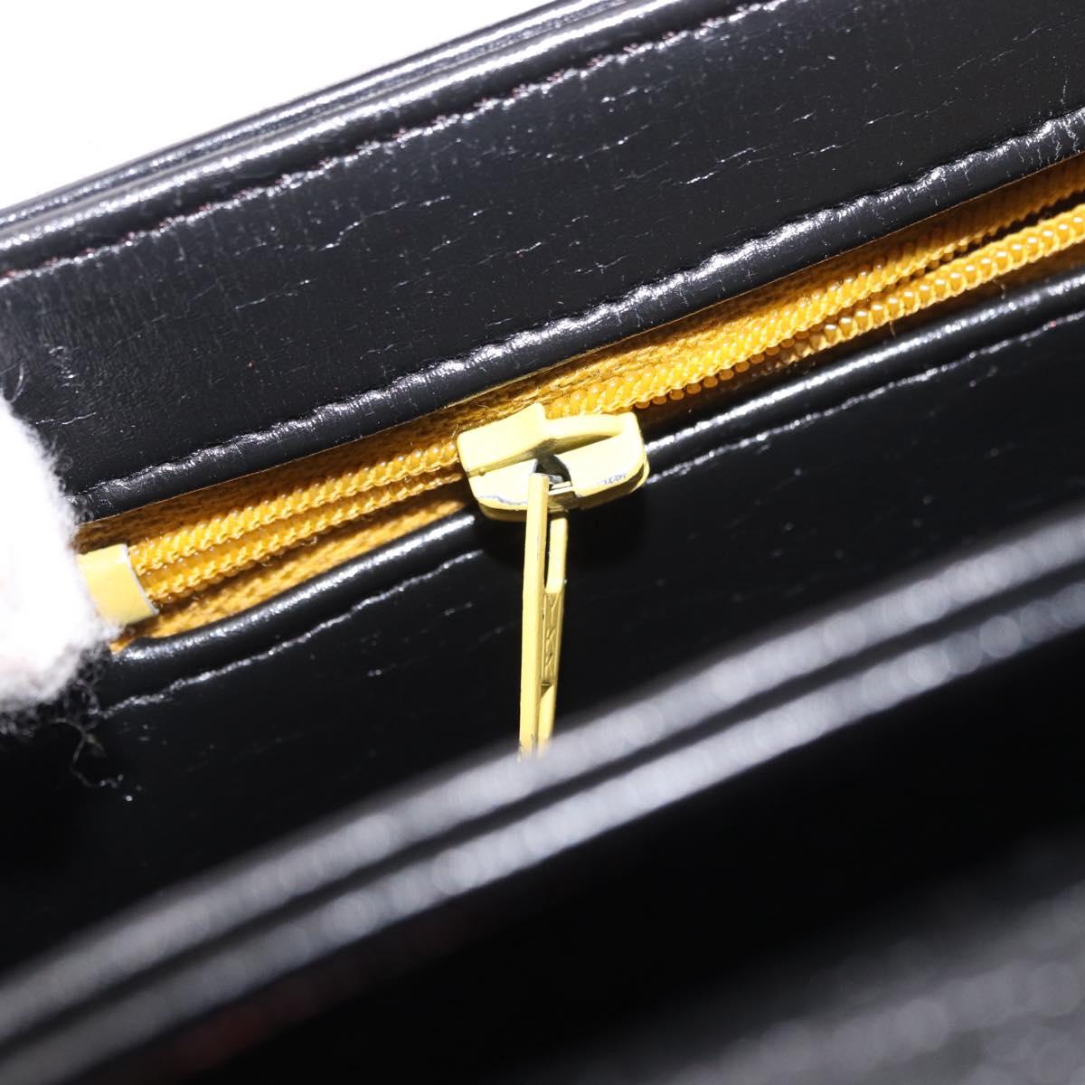 Christian Dior Hand Bag Leather Black Gold Auth bs35657