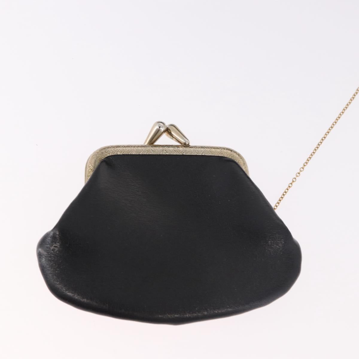 Christian Dior Hand Bag Leather Black Gold Auth bs35657