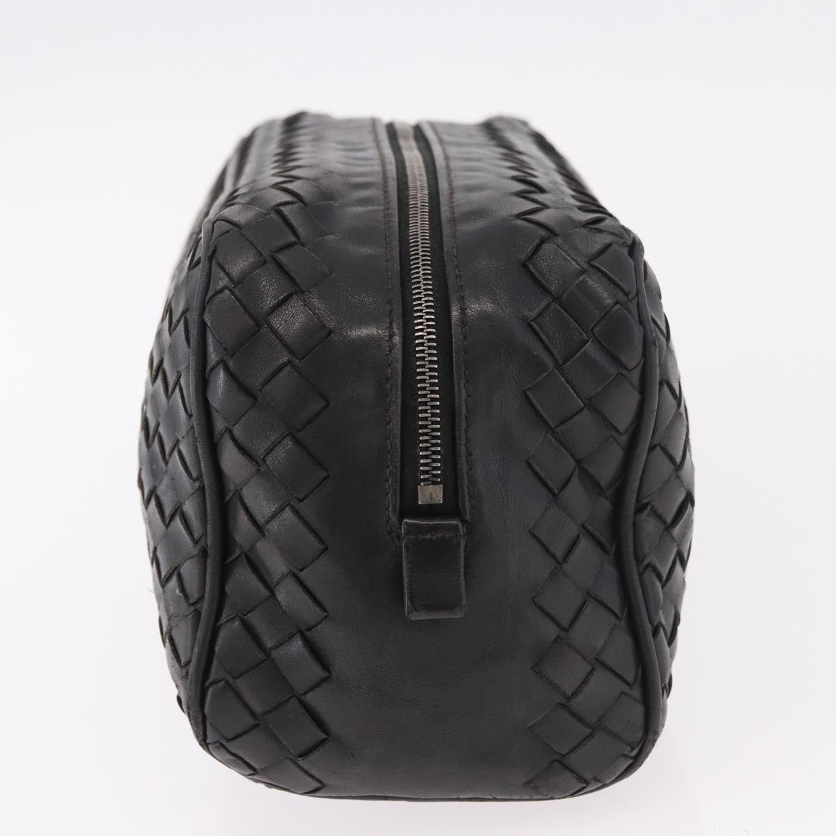 BOTTEGA VENETA INTRECCIATO Clutch Bag Leather Black 174361 Auth bs35658