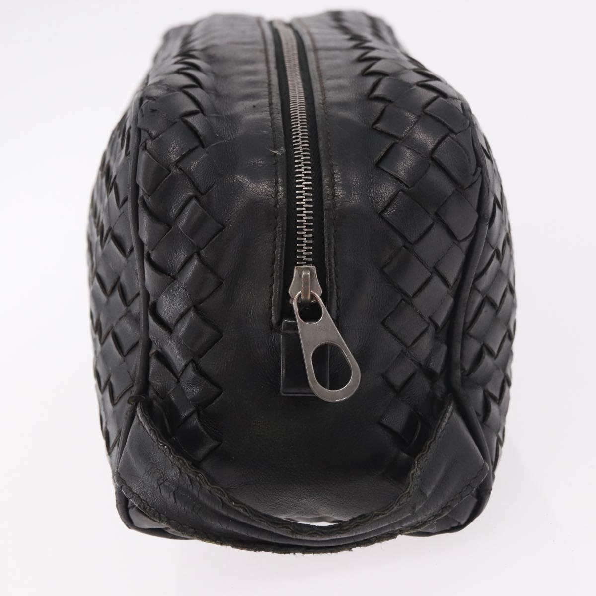 BOTTEGA VENETA INTRECCIATO Clutch Bag Leather Black 174361 Auth bs35658
