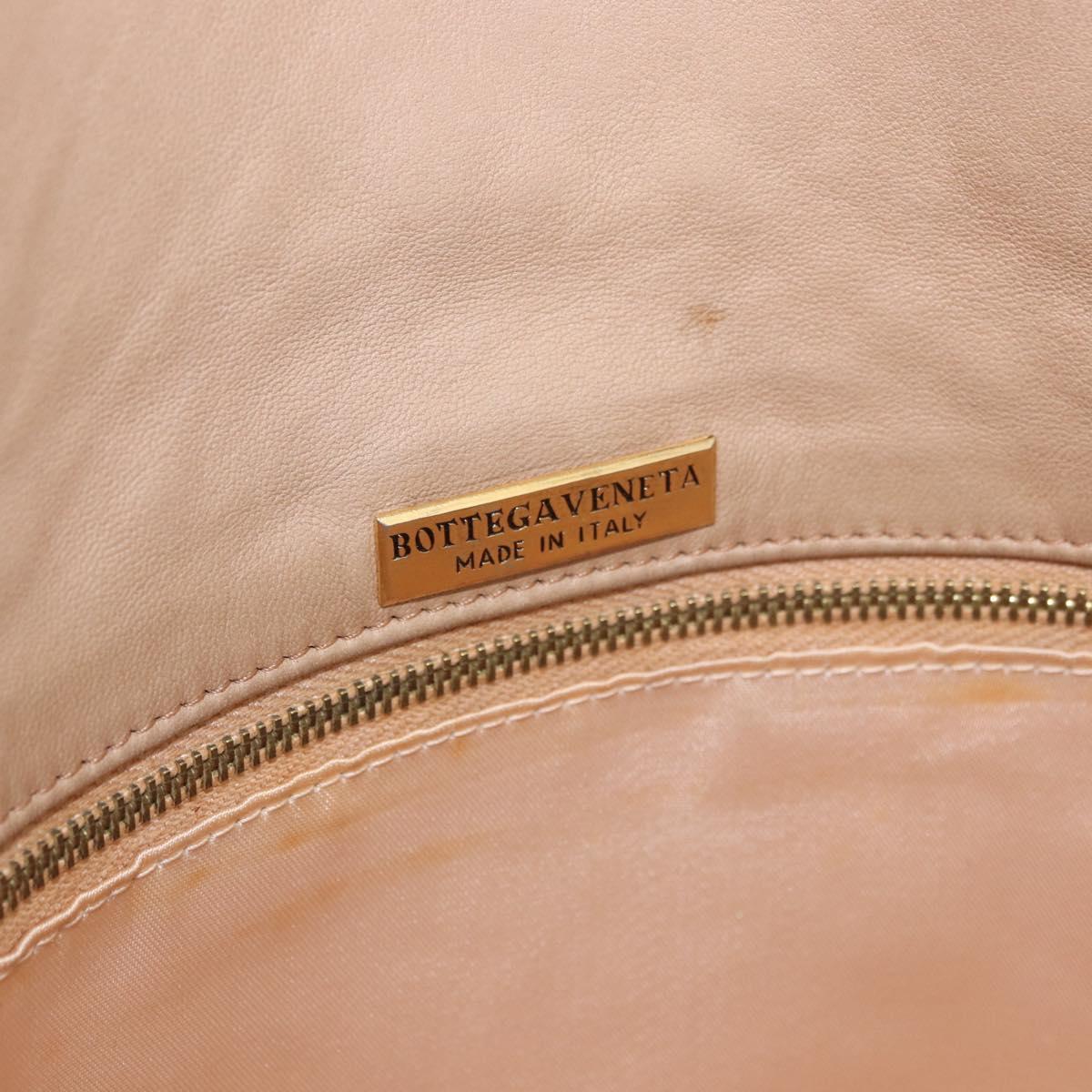 BOTTEGA VENETA INTRECCIATO Shoulder Bag Leather Beige Gold Auth bs35659