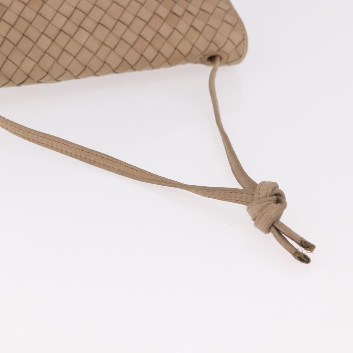 BOTTEGA VENETA INTRECCIATO Shoulder Bag Leather Beige Gold Auth bs35659