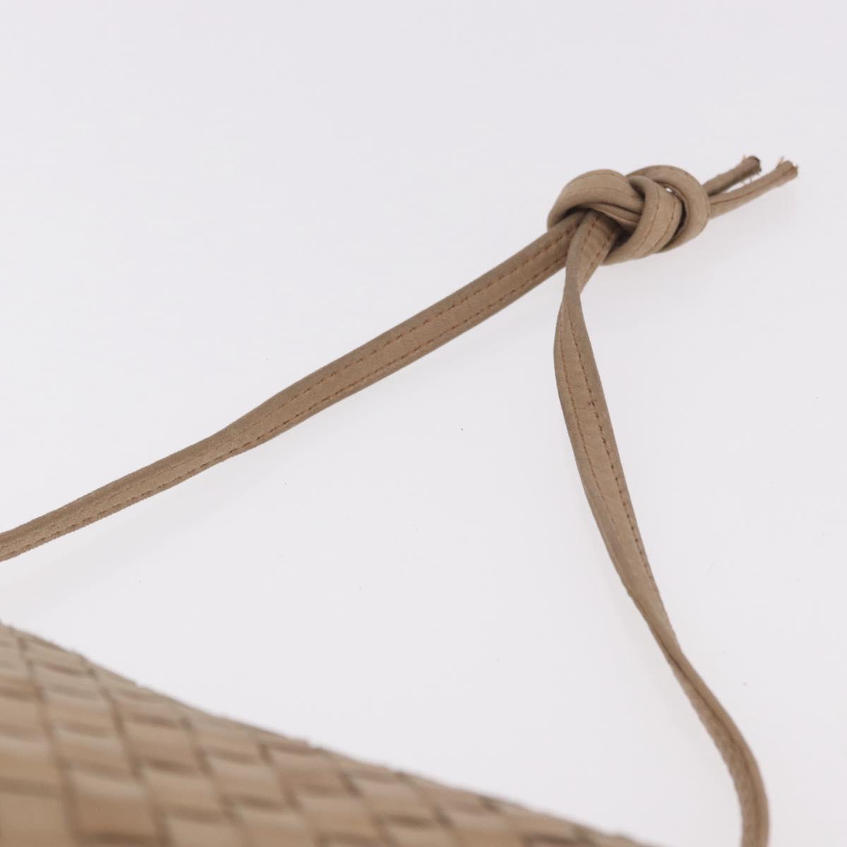 BOTTEGA VENETA INTRECCIATO Shoulder Bag Leather Beige Gold Auth bs35659