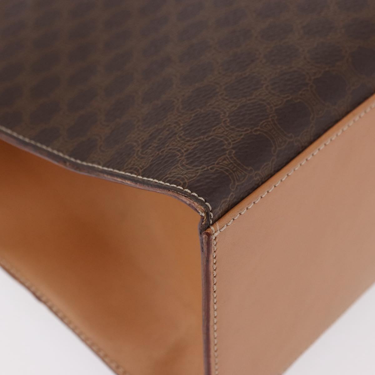 CELINE Macadam Canvas Hand Bag PVC Leather Brown Gold Auth bs35662