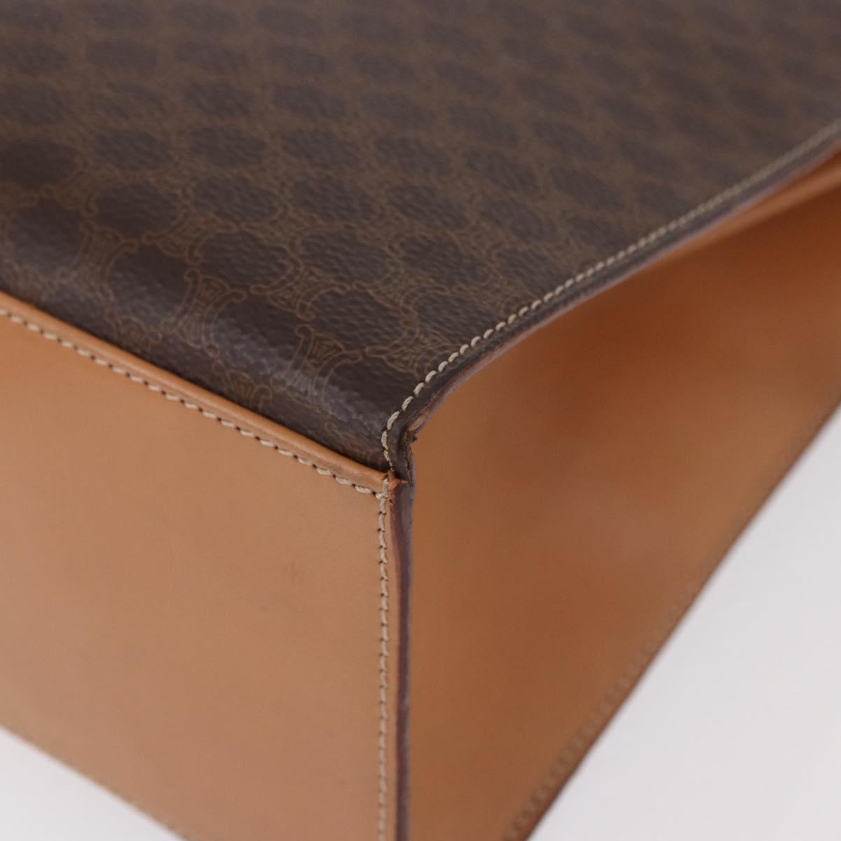 CELINE Macadam Canvas Hand Bag PVC Leather Brown Gold Auth bs35662