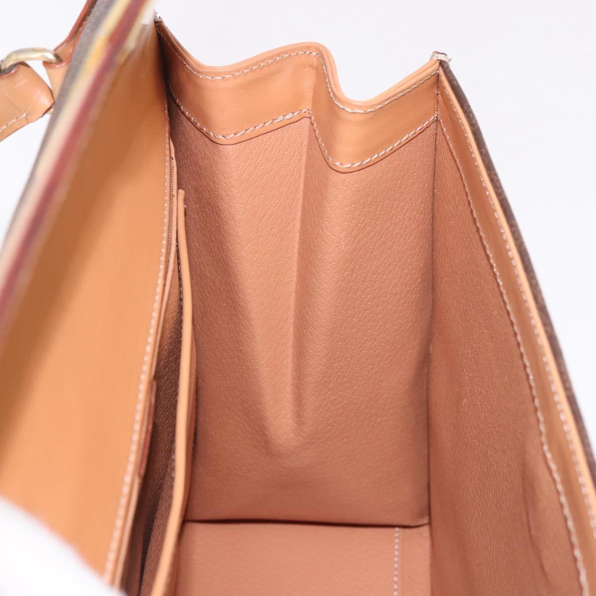 CELINE Macadam Canvas Hand Bag PVC Leather Brown Gold Auth bs35662